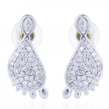 Elegant Sterling Silver CZ  Stone Seated Stud Earrings